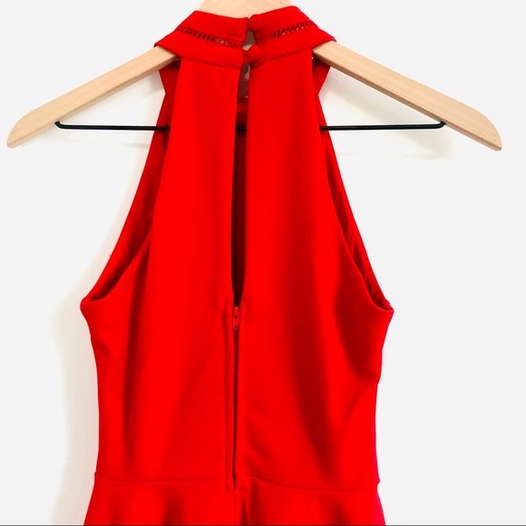 NWOT | B. Darlin | Crochet Detail Halter Neck Mini Dress - Picture 5 of 8